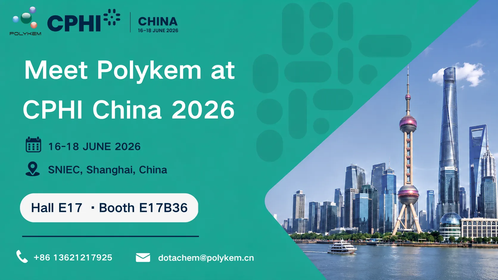 Polykem näyttelyyn CPHI & PMEC China 2026 -tapahtumassa